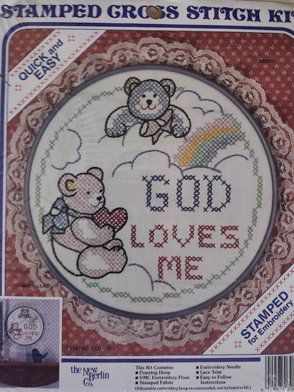 God Loves Me Stamped Cross Stitch Kit 30880